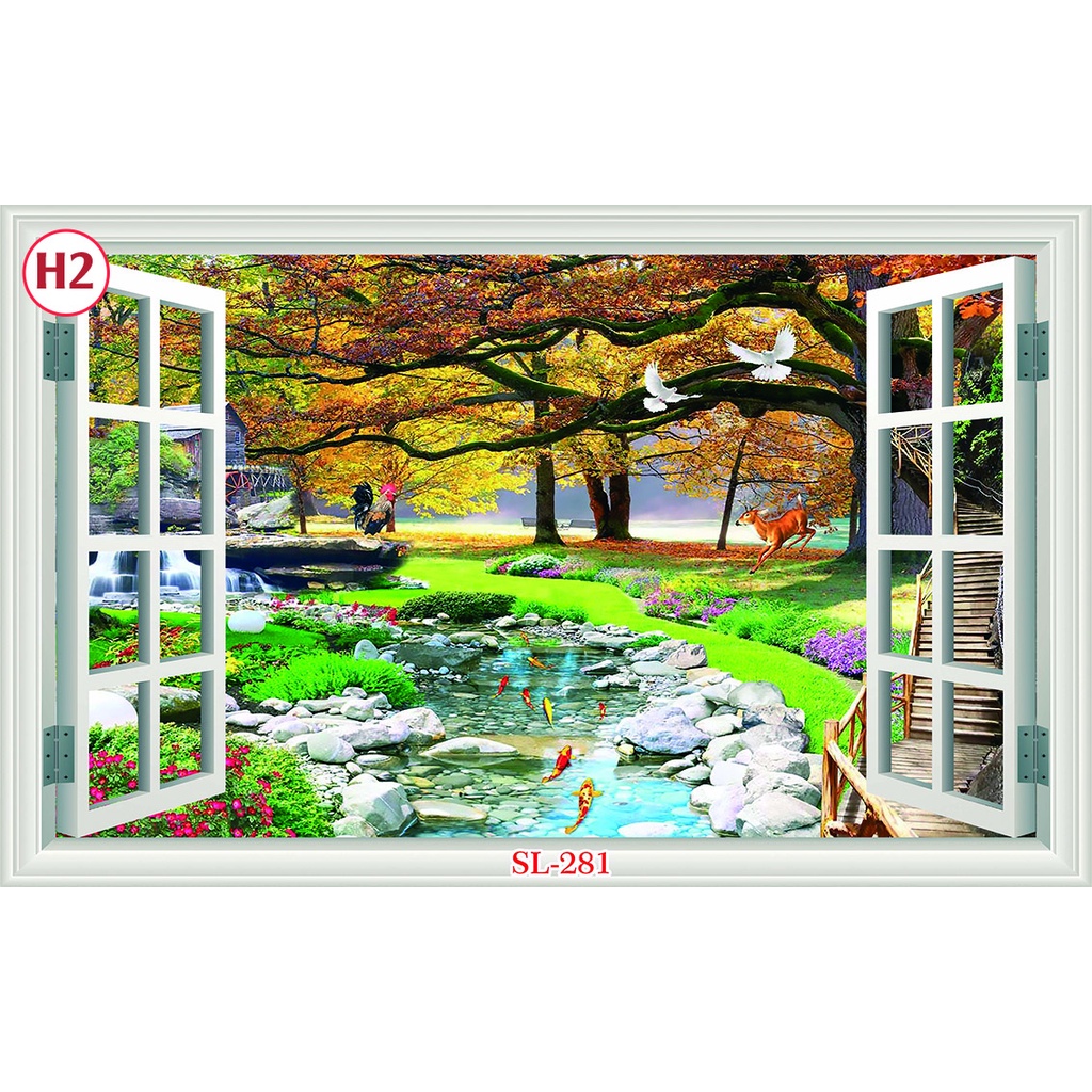 Tranh Dán Tường 3D Cửa Sổ Nhiều Mẫu Đẹp - Có In Theo Yêu Cầu- Tranh 3d Trang trí nhà cửa -Xưởng Tranh 3D