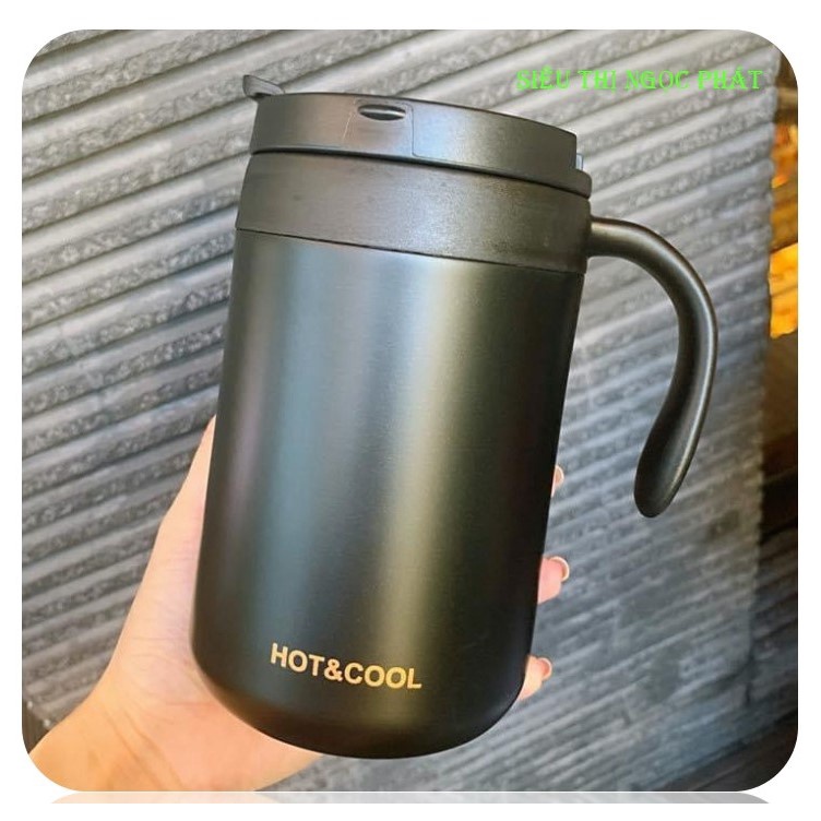 Cốc Giữ Nhiệt/Ly Giữ Nhiệt Đựng Cafe Văn Phòng Có Tay Cầm/ Bình ủ cháo Chất Liệu Inox 304 Cao Cấp 500ml