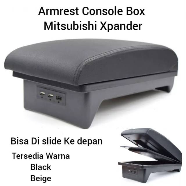 Hộp tỳ tay, đệm tỳ tay lắp cho xe ô tô Mitsubishi Xpander tích hợp 3 cổng USB, Armrest box for Mitsubishi Xpander