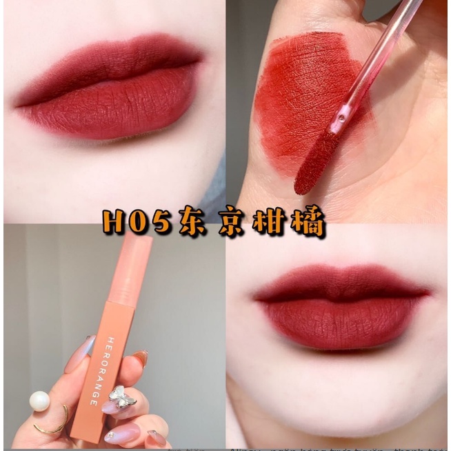 Son lì Herorange Mềm Mịn Như Nhung Chống Thấm Nước Chống Khô Môi Lâu Trôi,Hàng Chất Lượng Cao