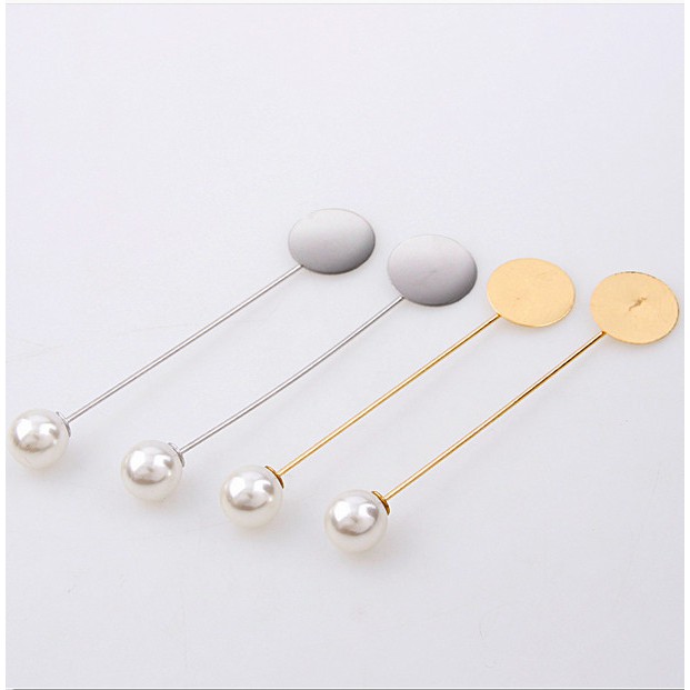 Set 10 ghim cài áo dáng dài đính ngọc trai giả 76mm
