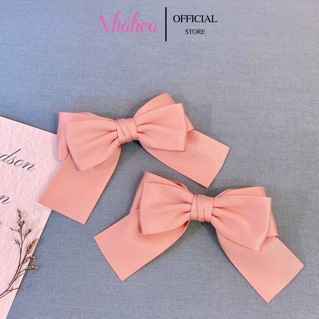 Kẹp Tóc Kẹp Mái Nơ JISOO BLACKPINK Chất Lụa Mờ Màu Đen - Chính Hãng NHÀ HOA