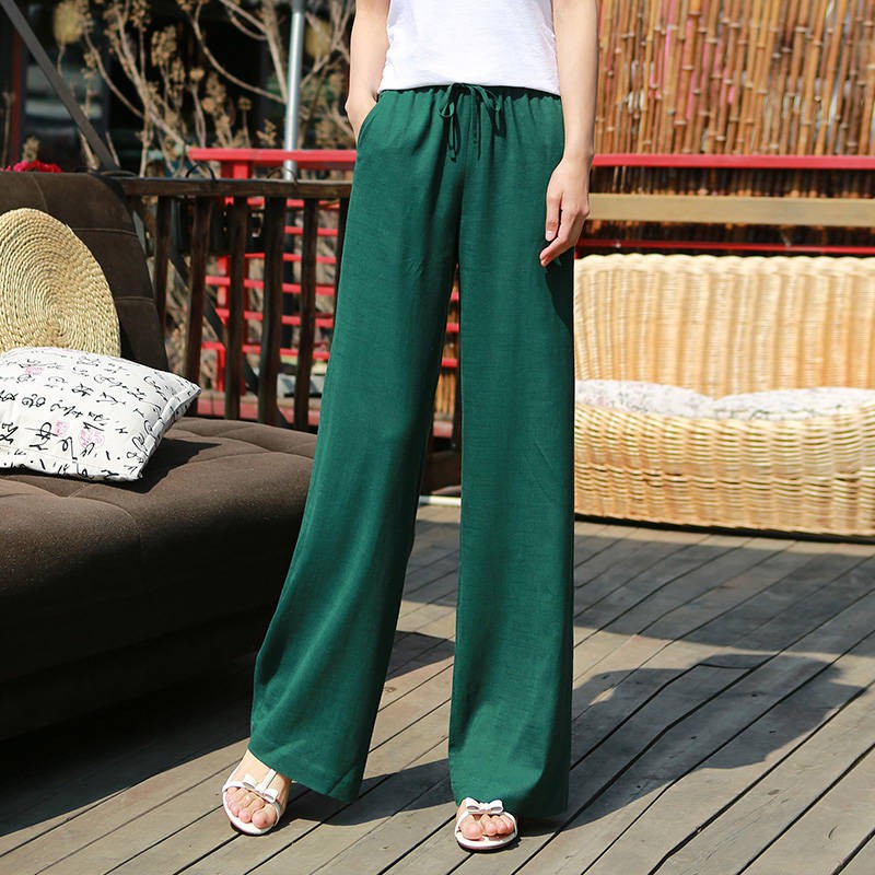 Women Straight Leg Pants High Waist Belt Loose Long Pants | BigBuy360 - bigbuy360.vn