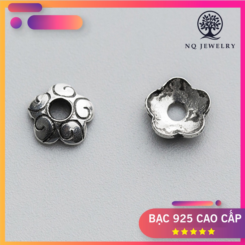 Charm bạc chụp hạt hoạ tiết hoa văn