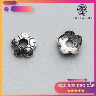 Charm bạc chụp hạt hoạ tiết hoa văn