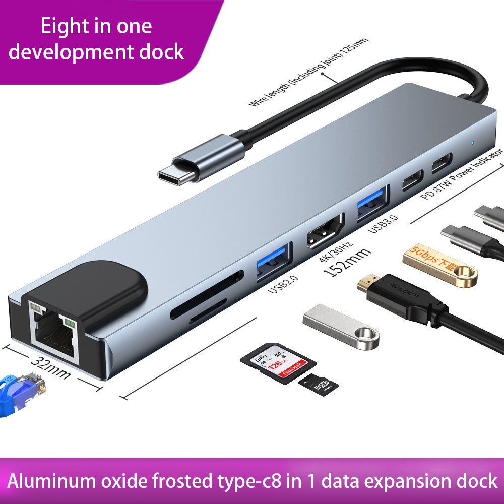 Hub Chuyển Đổi Usb C 3.1 Sang 4k Hdmi-Compatible Rj45 Usb Sd / Tf Pd 8 Trong 1 Cho Macbook Air Pro Pc Hub Metrel