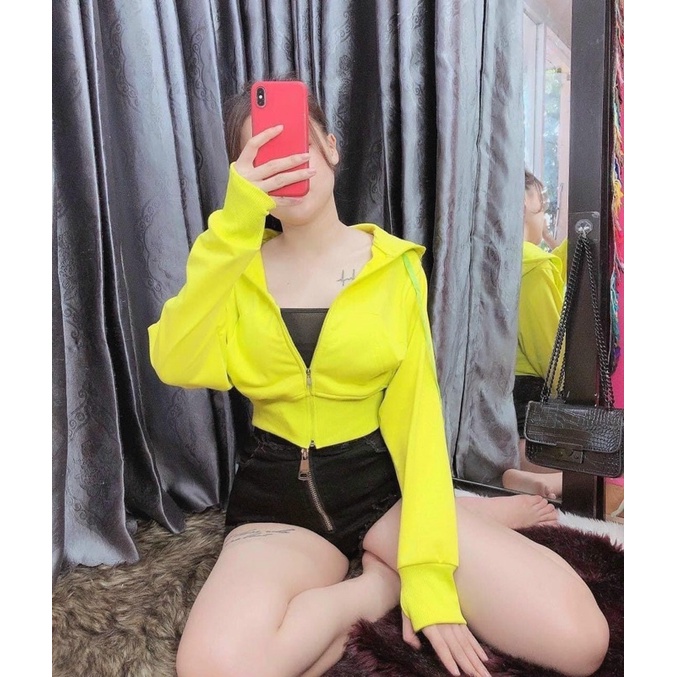 Áo Khoác Nữ Khoá Kéo Có Mũ