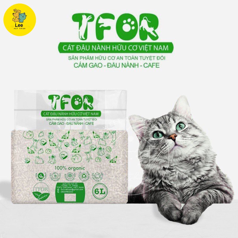 Cát đậu nành hữu cơ TFOR 6L vệ sinh cho mèo an toàn bảo vệ môi trường xuất