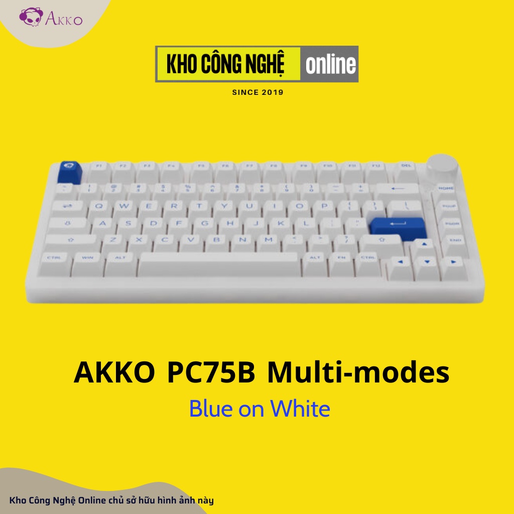 Bàn phím AKKO PC75B Plus Blue on White (Bluetooth 5.0 / Wireless 2.4Ghz / Hotswap / Foam tiêu âm / AKKO CS Jelly switch)