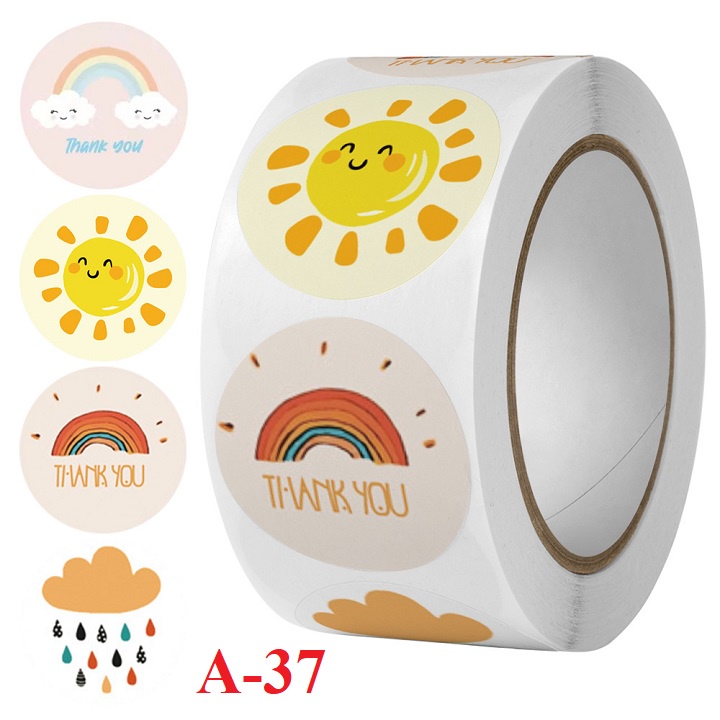 Cuộn 500 tem Sticker Thank You 🎁  🎁 Tem Cảm Ơn Dễ Thương dán gói quà trang trí