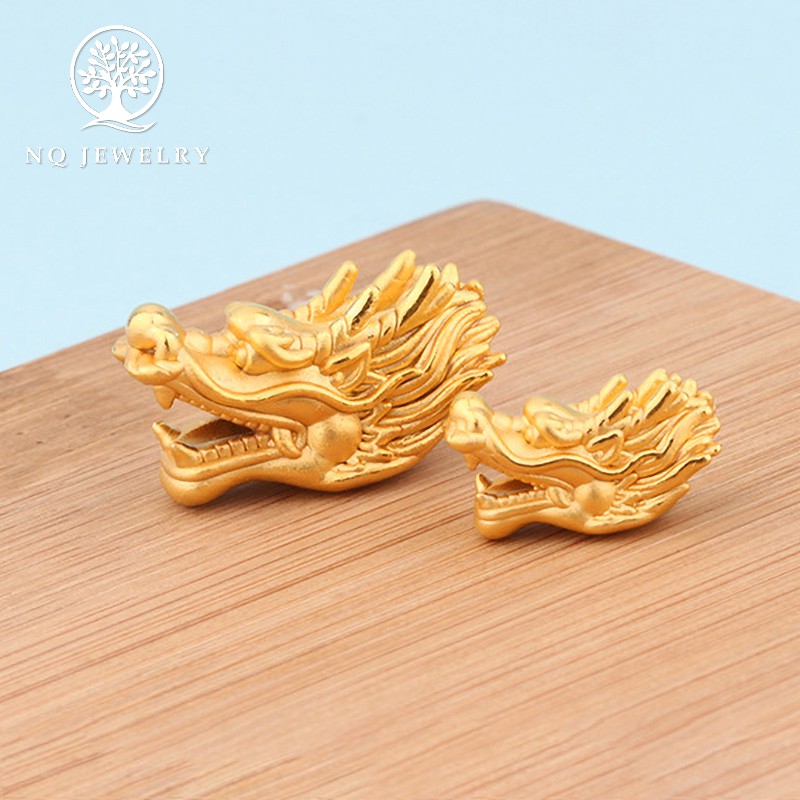 Charm bạc đầu rồng bạc mạ vàng xỏ ngang - NQ Jewelry