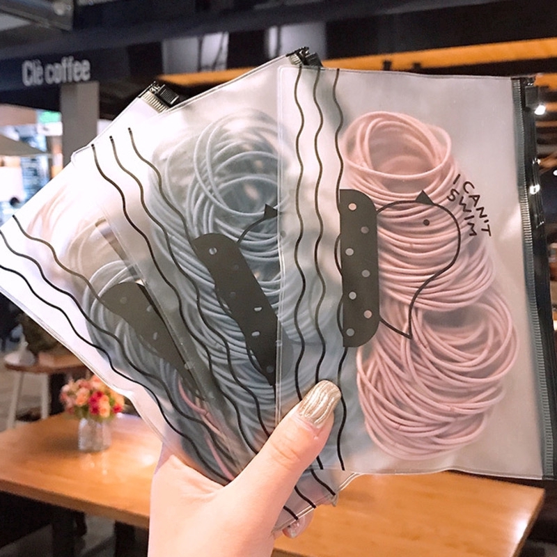 Set 100 dây buộc tóc hình tròn có độ co giãn thiết kế đơn giản nhỏ xinh