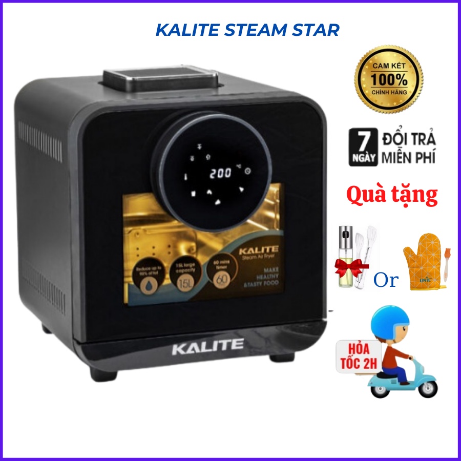 Nồi chiên hơi nước Kalite Steam Star, nồi chiên không dầu kalite 15L, hấp nướng 2 trong 1, hàng chính hãng