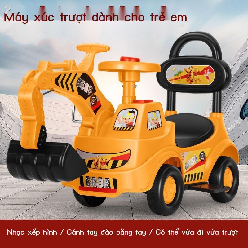 YangXe máy xúc trẻ em có thể lên xuống di chuyển cánh tay đào có nhạc Xe máy xúc có thể ngồi trong ô tô đồ chơi