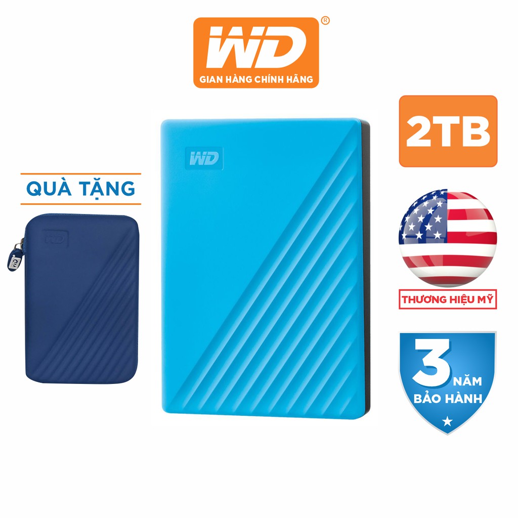 Ổ Cứng Di Động WD My Passport 2TB 2.5 USB 3.2 - WDBYVG0020BBK-WESN - Hàng Phân Phối Chính Hãng