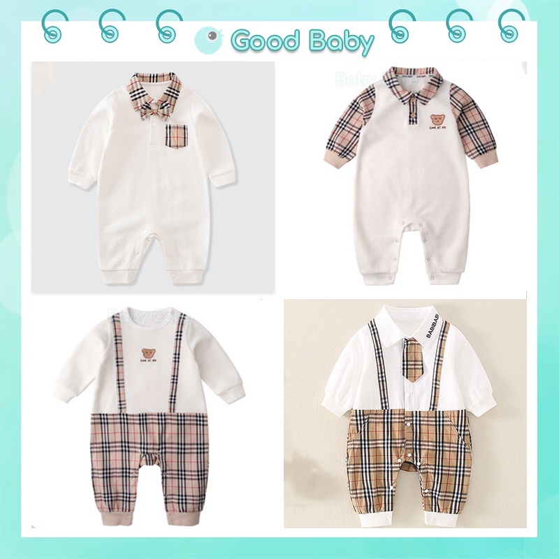 Body dài tay Bộ đồ liền thân bodysuit cho bé dài tay phong cách Body Công tử cho bé 0-12 tháng chất vải cotton mềm mại