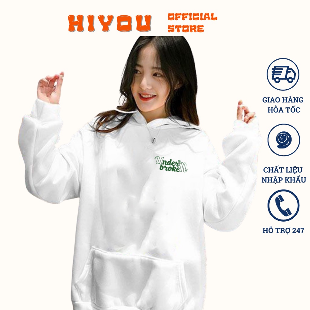 Áo Nỉ Hoodie Unisex UNDERBROKEN nam nữ chất liệu nỉ bông dày dặn phong cách Hàn Quốc Top xu hướng 2022