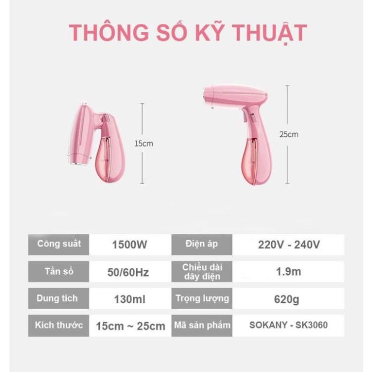 Bàn ủi hơi nước cầm tay cầm tay gấp gọn công suất 1500w, bình chứa nước 150ml, bảo hành 6 tháng