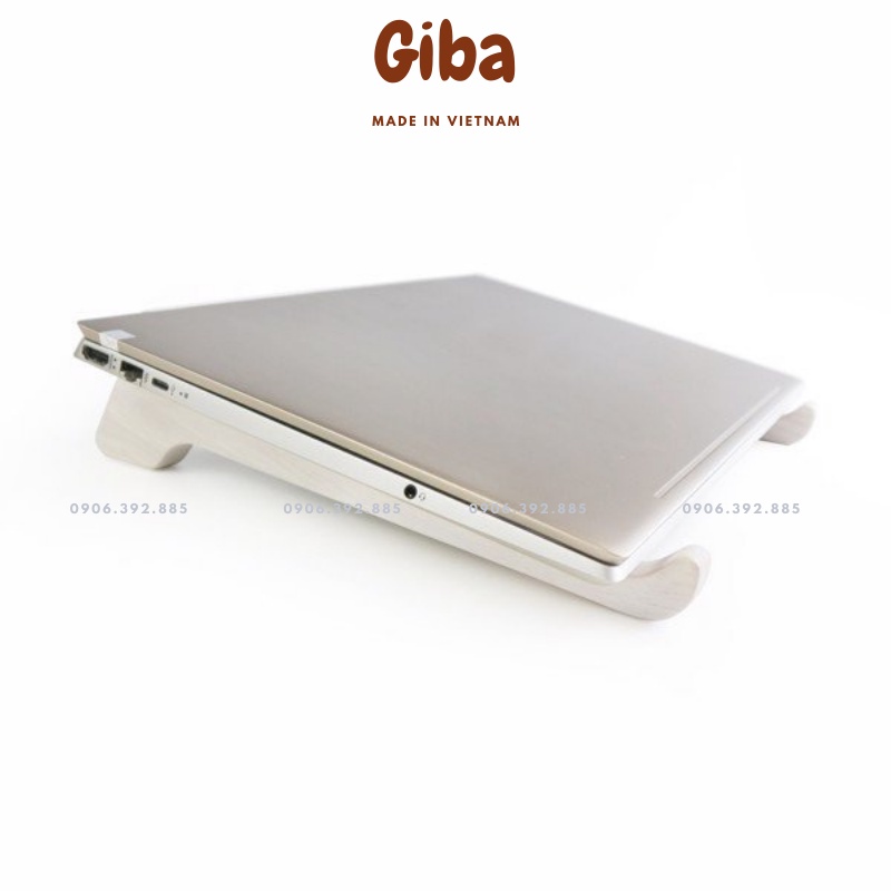 Giá đỡ đế gỗ để laptop máy tính nhiều màu sắc trẻ trung năng động - GIBA