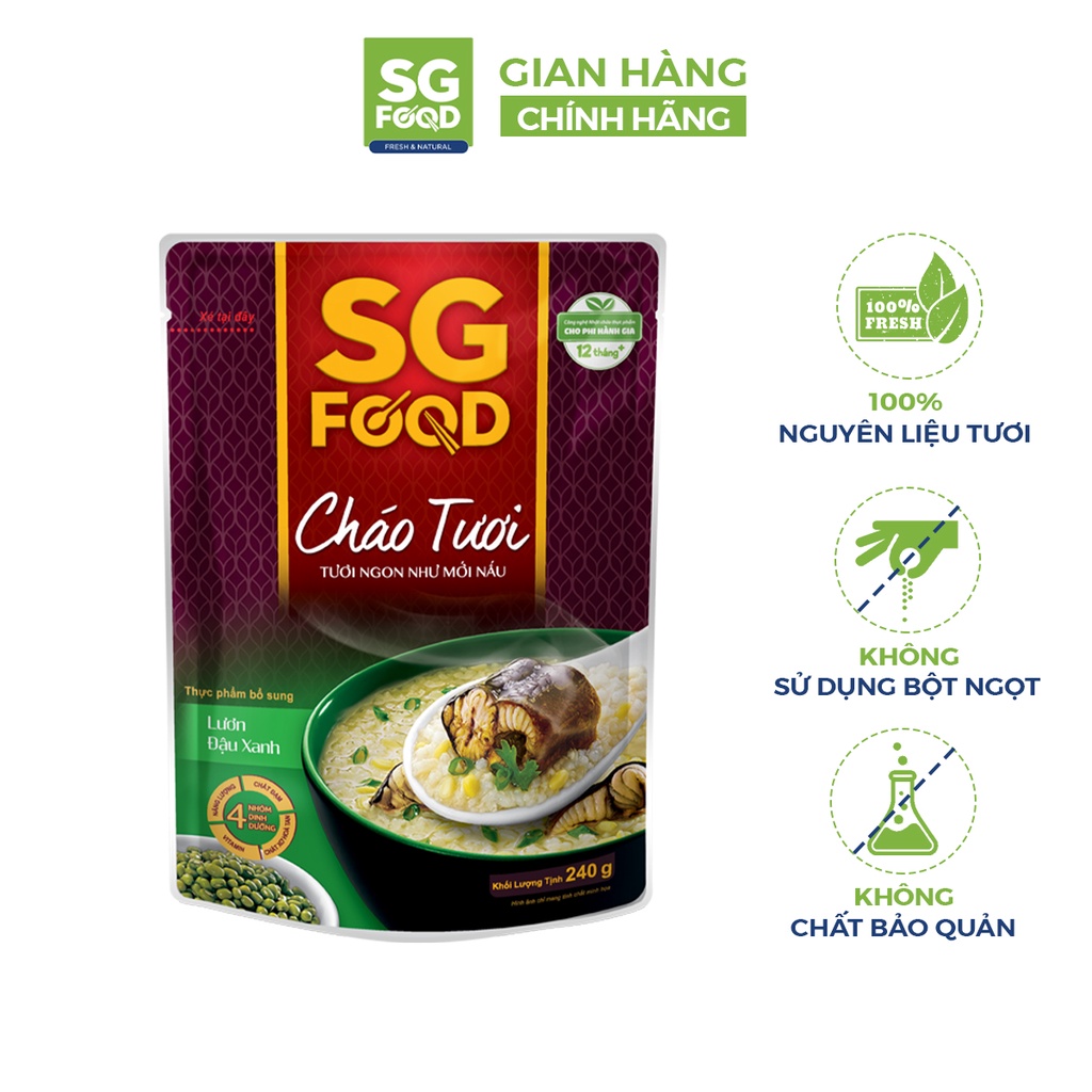 Cháo tươi ăn liền SGFOOD 240gr nhiều hương vị thơm ngon cho bé trên 12 tháng tuổi