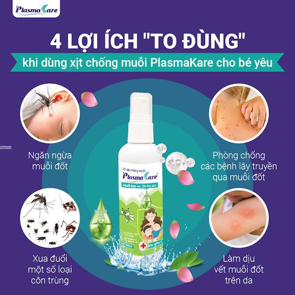 Xịt da chống muỗi PlasmaKare 100ml xua đuổi Muỗl, xẹp vết đốt, sốt xuất huyết - Côn trùng TƯ đã chứng nhận hiệu quả