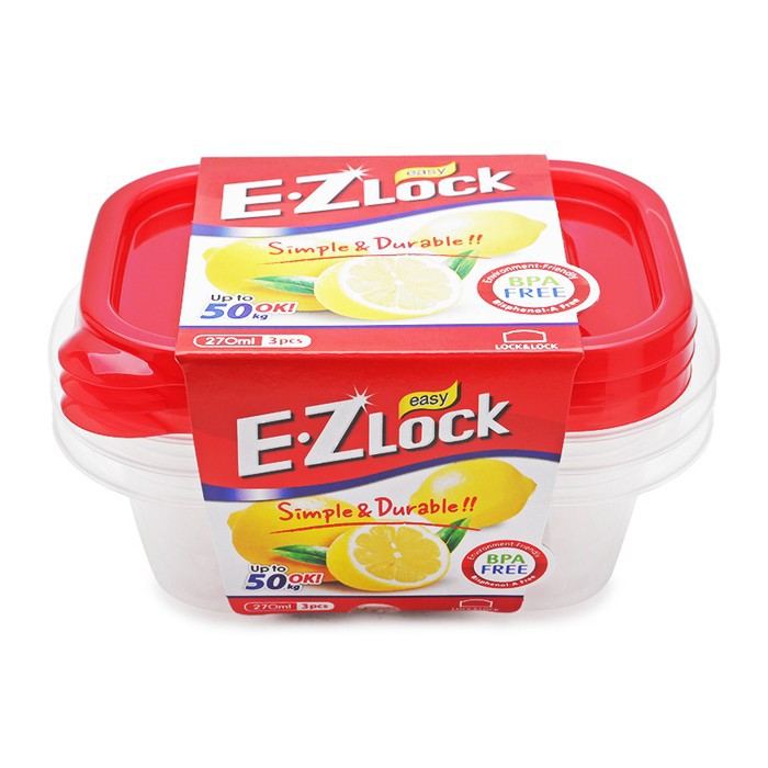 Lock & Lock Hộp Đựng Thực Phẩm Ez Lock - 270ml X 3 Cái Hle6204S