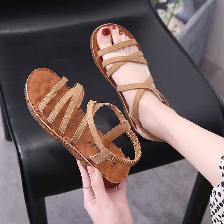 Sandal nữ quai dây chéo đế cao su dẻo xịn hàng QC SẴN HÀNG