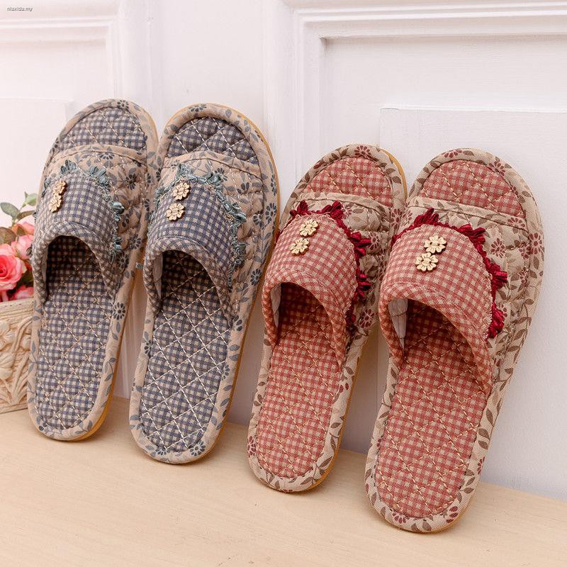 Dép cotton đi trong nhà đế gỗ chống trượt thời trang xuân thu cho nam và nữ
