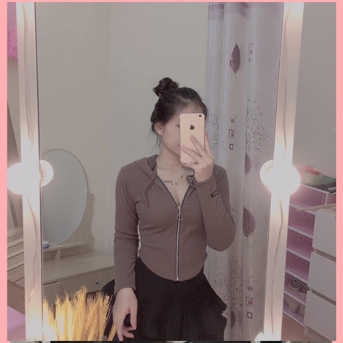 áo len khóa kéo có mũ chất tăm nhung mềm mịn siêu đẹp lên dáng siêu điệu đà và cực dễ phối đồ
