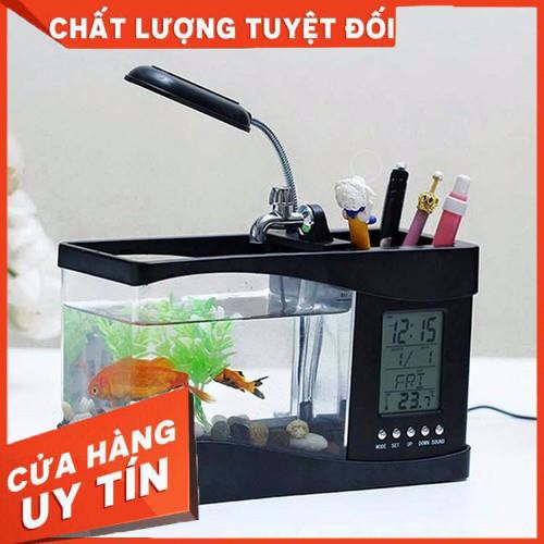 (SỈ = LẺ XẢ KHO, FREE SHIP) Bể Cá Mini Kiêm Đồng Hồ Để Bàn Siêu Dễ Thương Màu Ngẫu Nhiên