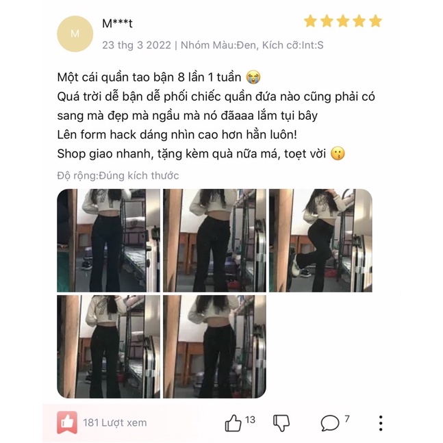Quần jeans ống loe lưng cao phong cách retro kèm ảnh thật
