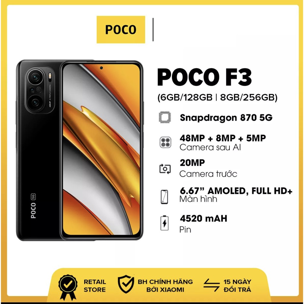 [Mã 77ELSALE1 giảm 5% đơn 3TR] Điện thoại Xiaomi POCO F3 6/128GB - Hàng chính hãng DGW - Bảo hành 18 tháng