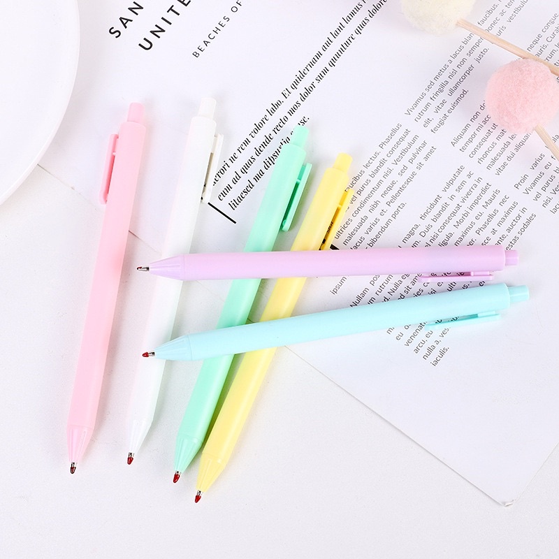 Bút bi bấm vỏ nhiều màu macaron tuỳ chọn xinh xắn dễ thương ngòi 0.5mm mực đen bút gel