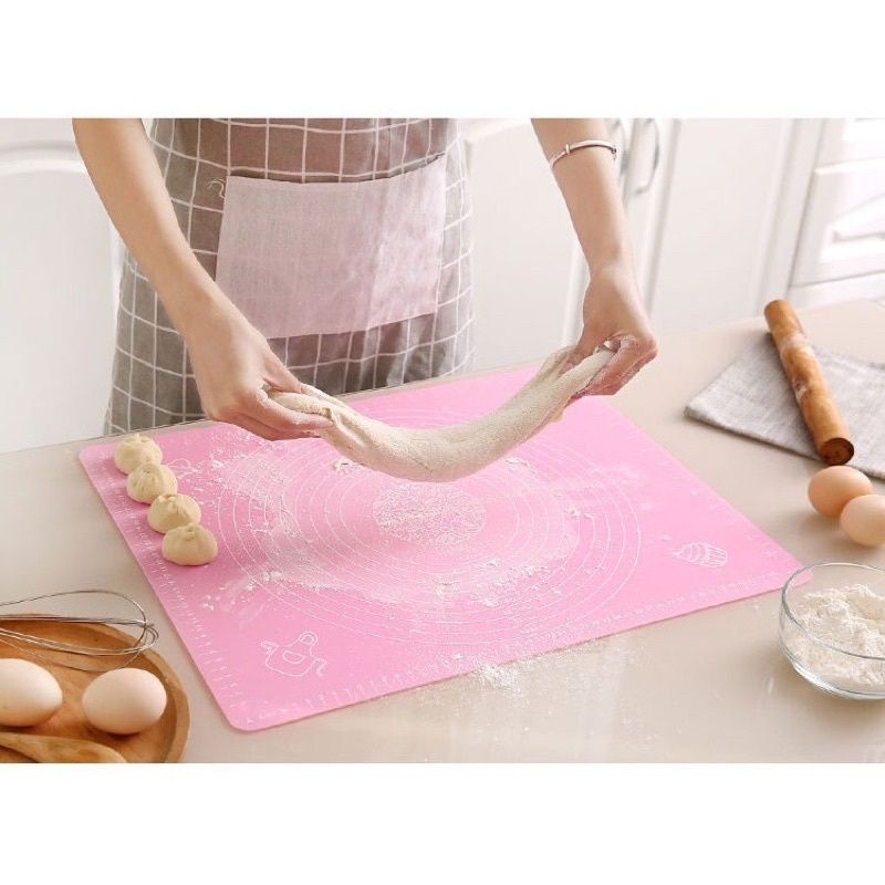 Thớt/ tấm nhào bột silicon có chia vạch làm bánh