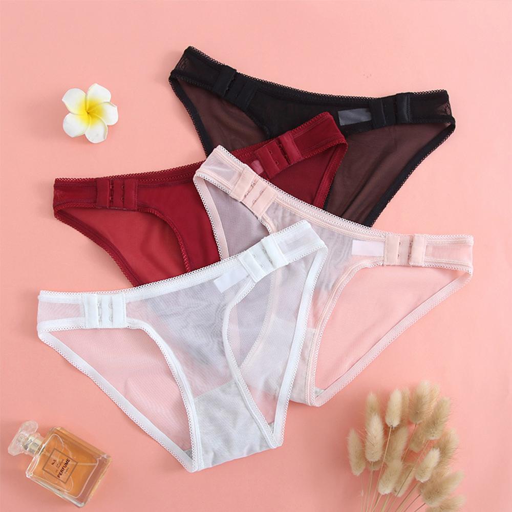 AROMA Quần Lót Lưới Trong Suốt Lưng Thấp Màu Trơn Gợi Cảm