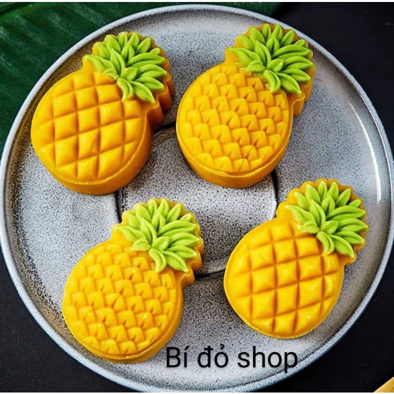 Khuôn trung thu lò xo hình TRÁI DỨA 30g 2 mặt 1 nhấn và 4 mặt 1 nhấn