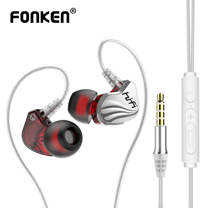 Fonken Wired Stereo Control With Mic 3.5mm AUX Bass Sport  Earphone