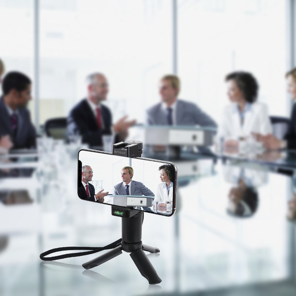 Tay cầm điện thoại chống rung F-Mount đế 3 chân - đèn Led 96 bóng - Microphone PU3017 Puluz