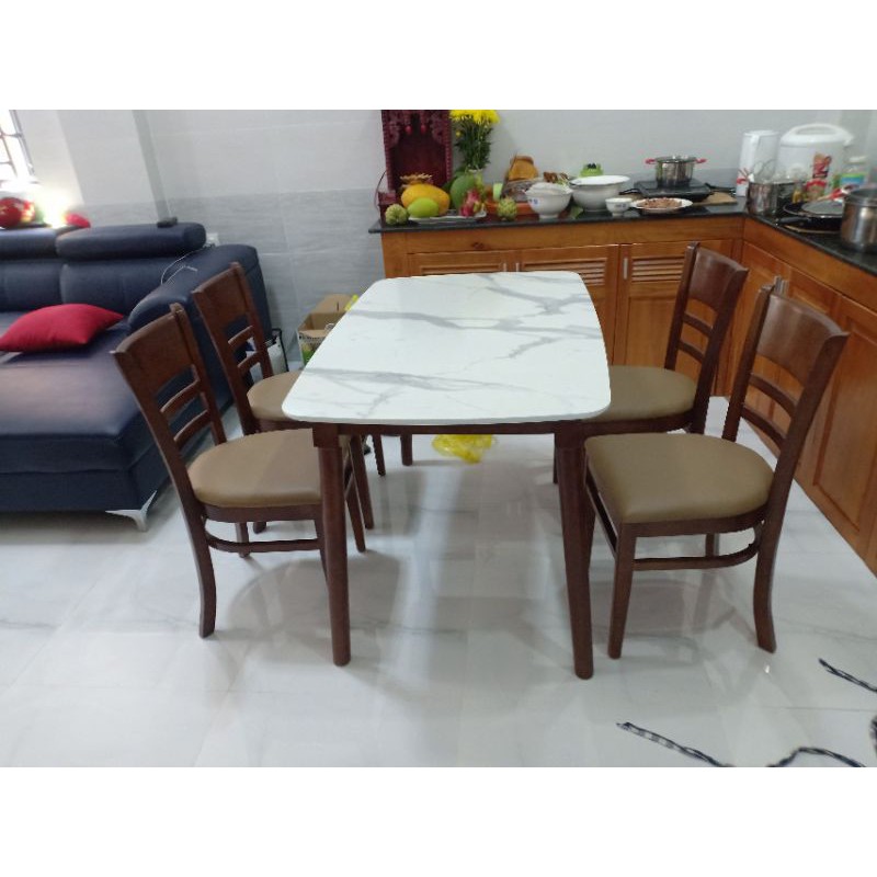 Bộ Bàn Ăn Cabin 4 Ghế giả mặt đá