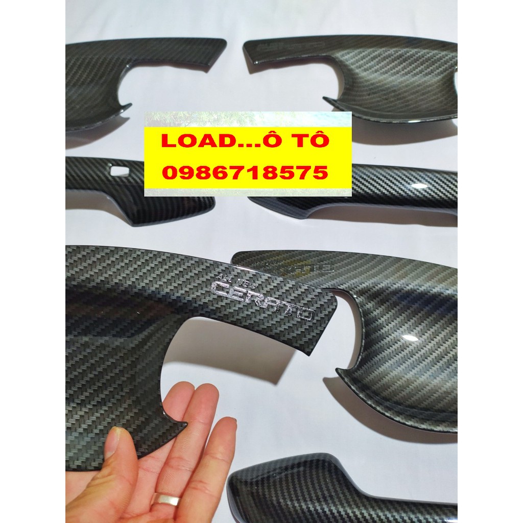 Bộ Ốp Tay Nắm và Hõm Cửa Xe Kia Cerato 2019-2021 Mẫu Vân Carbon Cao Cấp