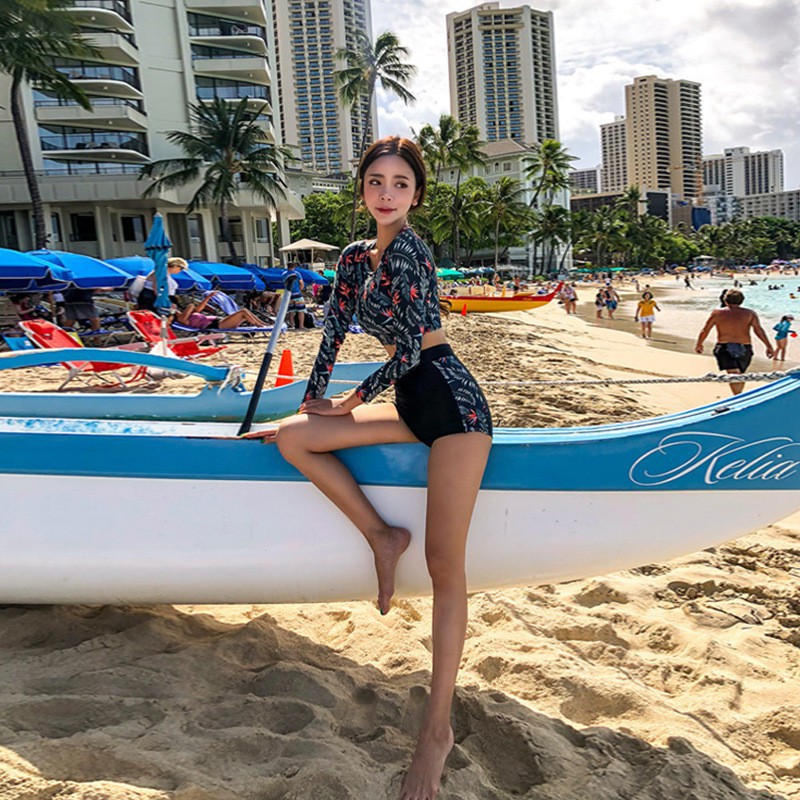 Bikini dài tay họa tiết lá SIÊU XINH quần cạp cao gen bụng - hàng đẹp, giá tốt | BigBuy360 - bigbuy360.vn