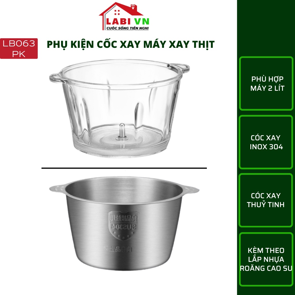 Cốc Thuỷ Tinh Máy Xay Thịt LABI VN LB063PK - Hàng Chính Hãng