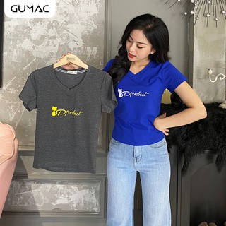 Áo cổ V in mèo GUMAC AT08978