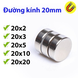 Nam châm tròn đường kính 20x2/3/5/10/20mm loại đất hiếm siêu mạnh N35