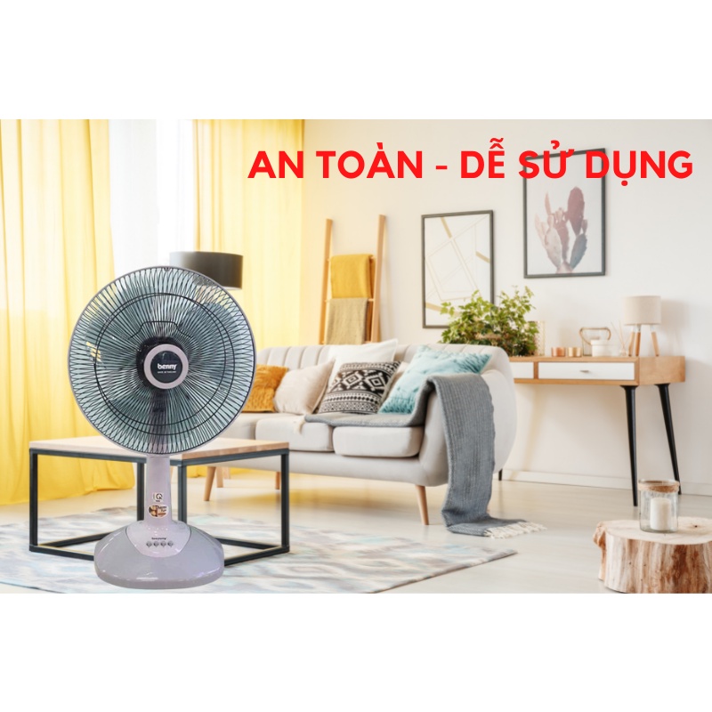 Quạt Bàn Benny BFT-46 - Màu Xám - Hàng Chính Hãng - BFT46 / GY / 60W / Cánh 40cm