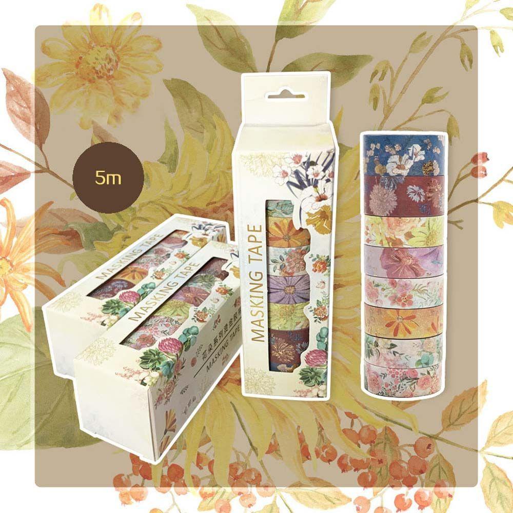 Cuộn Băng Dính Họa Tiết Hoa Phong Cách Nhật Bản Dùng Trang Trí Sổ Tay DIY|Cuộn Băng Dính Trang Trí Lá Nhôm