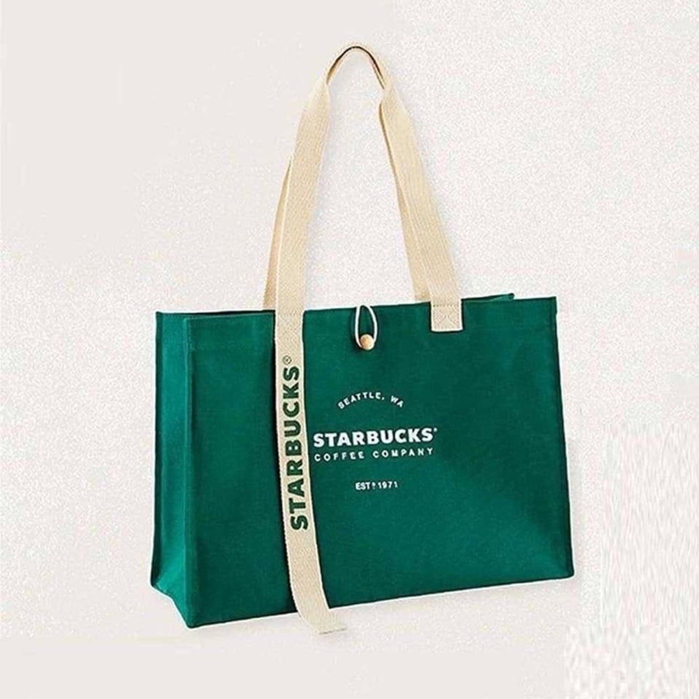 Túi xách vải canvas cỡ lớn in logo Starbucks cá tính