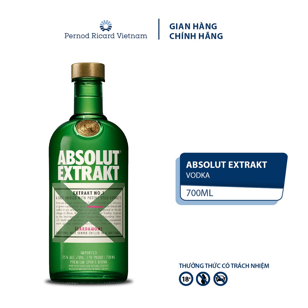 Rượu Vodka Absolut Extrakt nồng độ Alc 35.0% 700ml Không Kèm Hộp