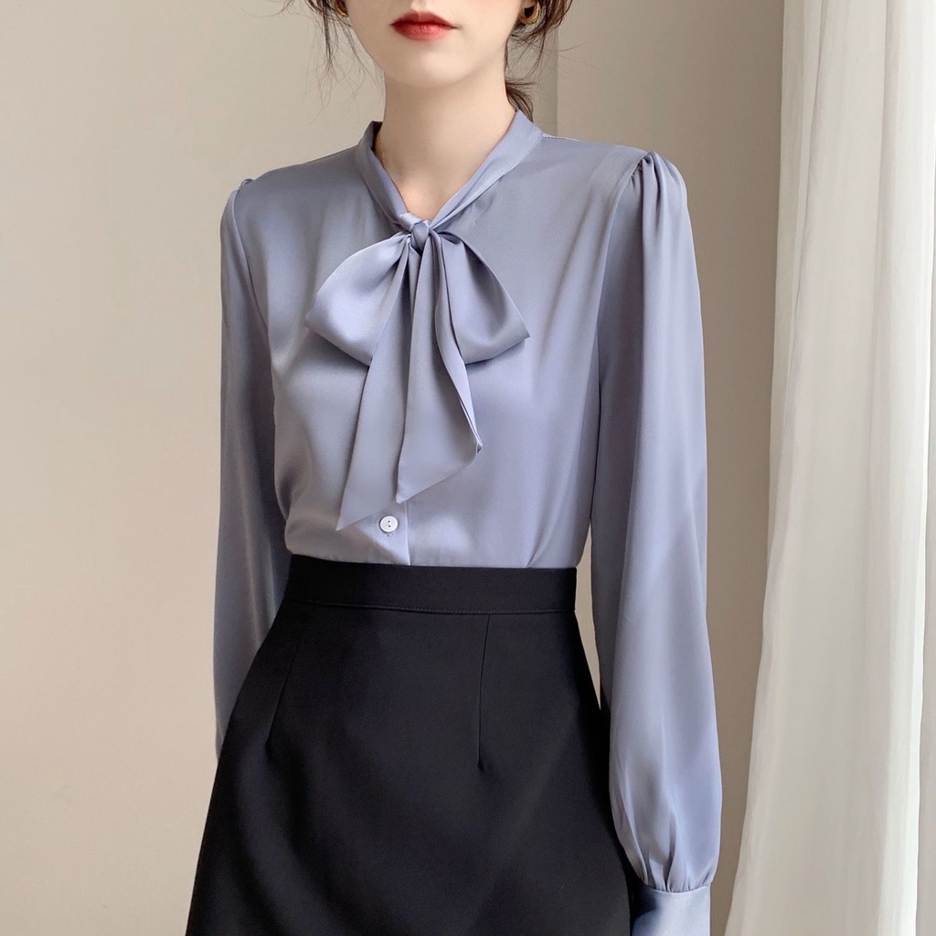 Áo Sơ Mi Trắng Tay Dài Vải chiffon áo sơ mi  JL-CX-10