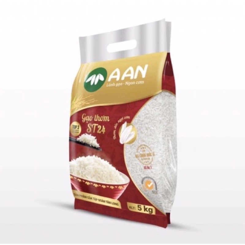 [ Mua nhiều hỗ trợ giảm giá] Gạo A An ST24 bịch 5kg ngon nhất thế giới loại gạo dẻo mềm thơm ngon